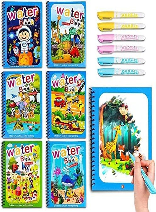 KLVS كتب تلوين مائية من KLVS مع ألعاب كتاب الرسم المائي للأطفال من سن 3 إلى 7 سنوات، هدايا تذكارية لحفلات أعياد الميلاد، مجموعة من 12 كتابًا (عبوة من 6) - Image 2
